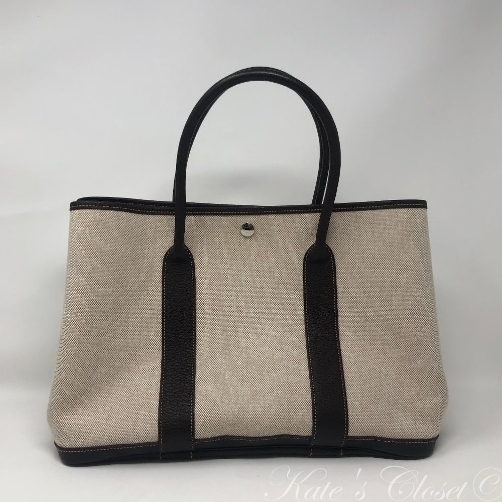 HERMES Garden Party Canvas Beige